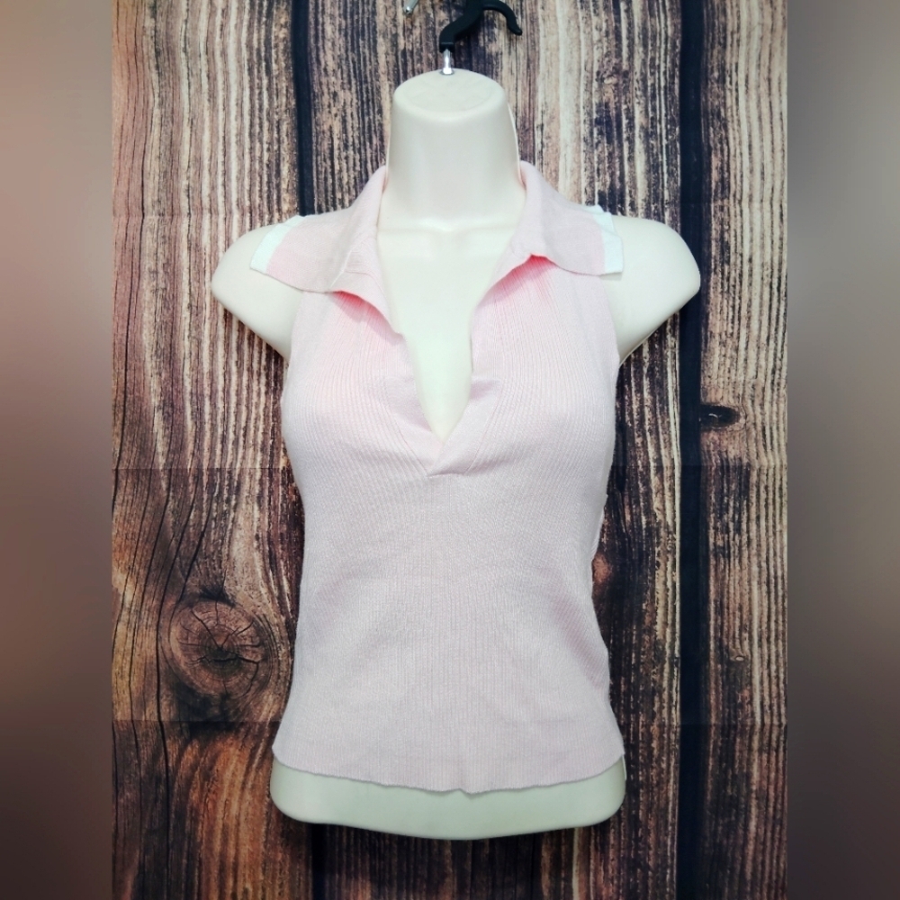 Forever 21 light pink and white babydoll halter top size Medium